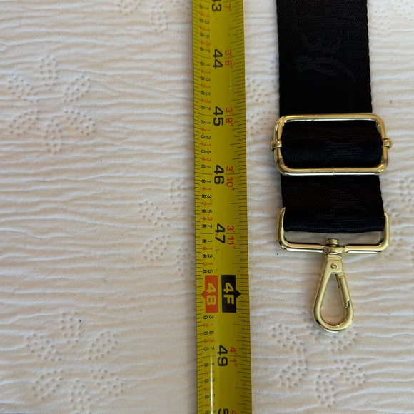 Betsey Johnson crossbody Shoulder Strap harness black gold clips 48” - Picture 5 of 7